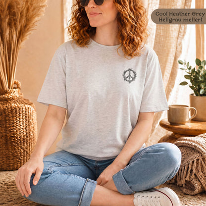 Psychedelisches Shirt mit kleinem Friedenssymbol für Damen und Herren