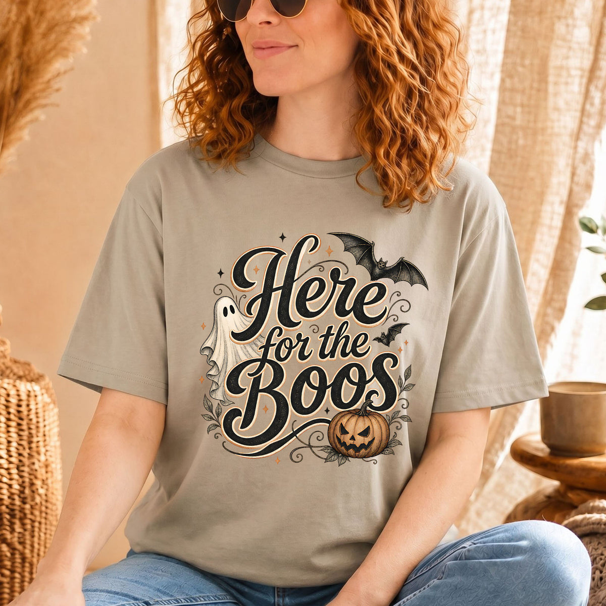 Halloween-T-Shirt "Here For The Boos"
