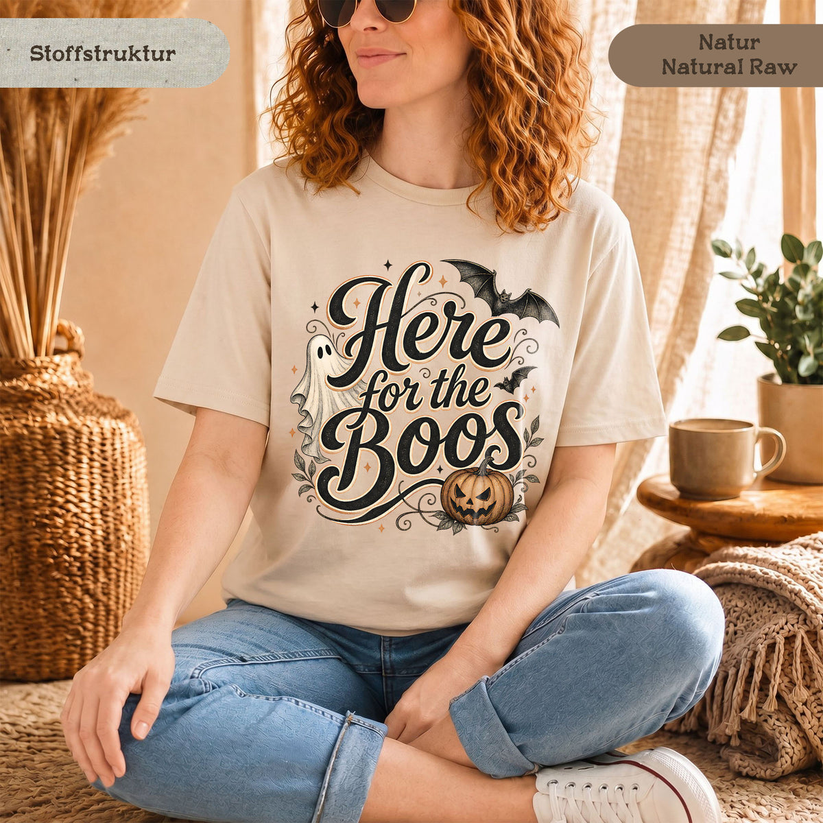 Halloween-T-Shirt "Here For The Boos"