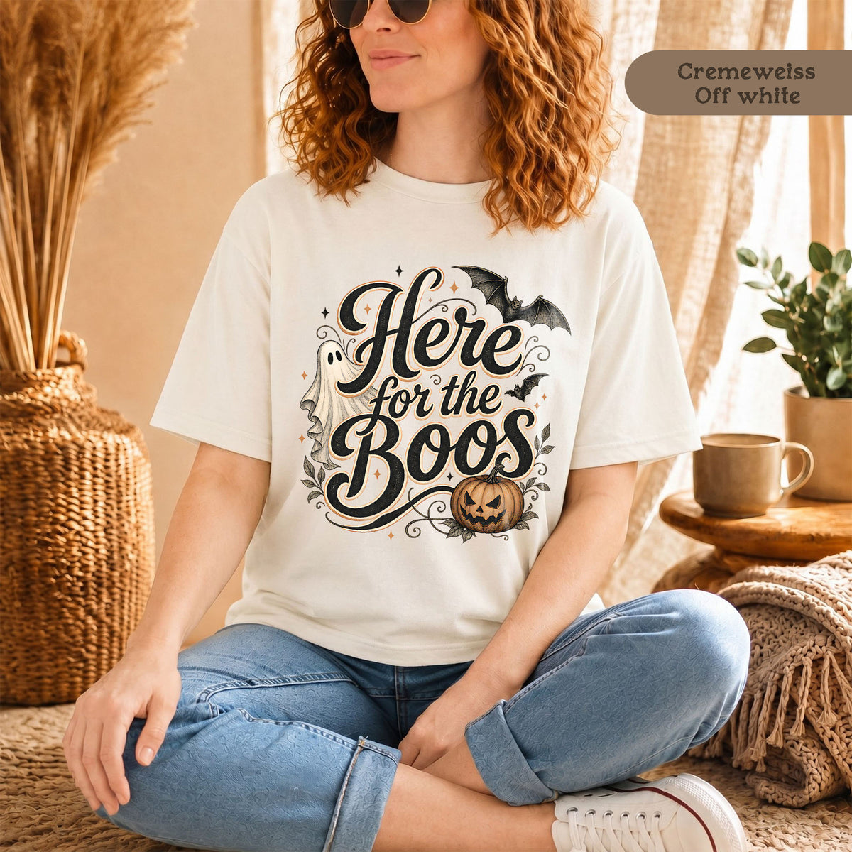 Halloween-T-Shirt "Here For The Boos"