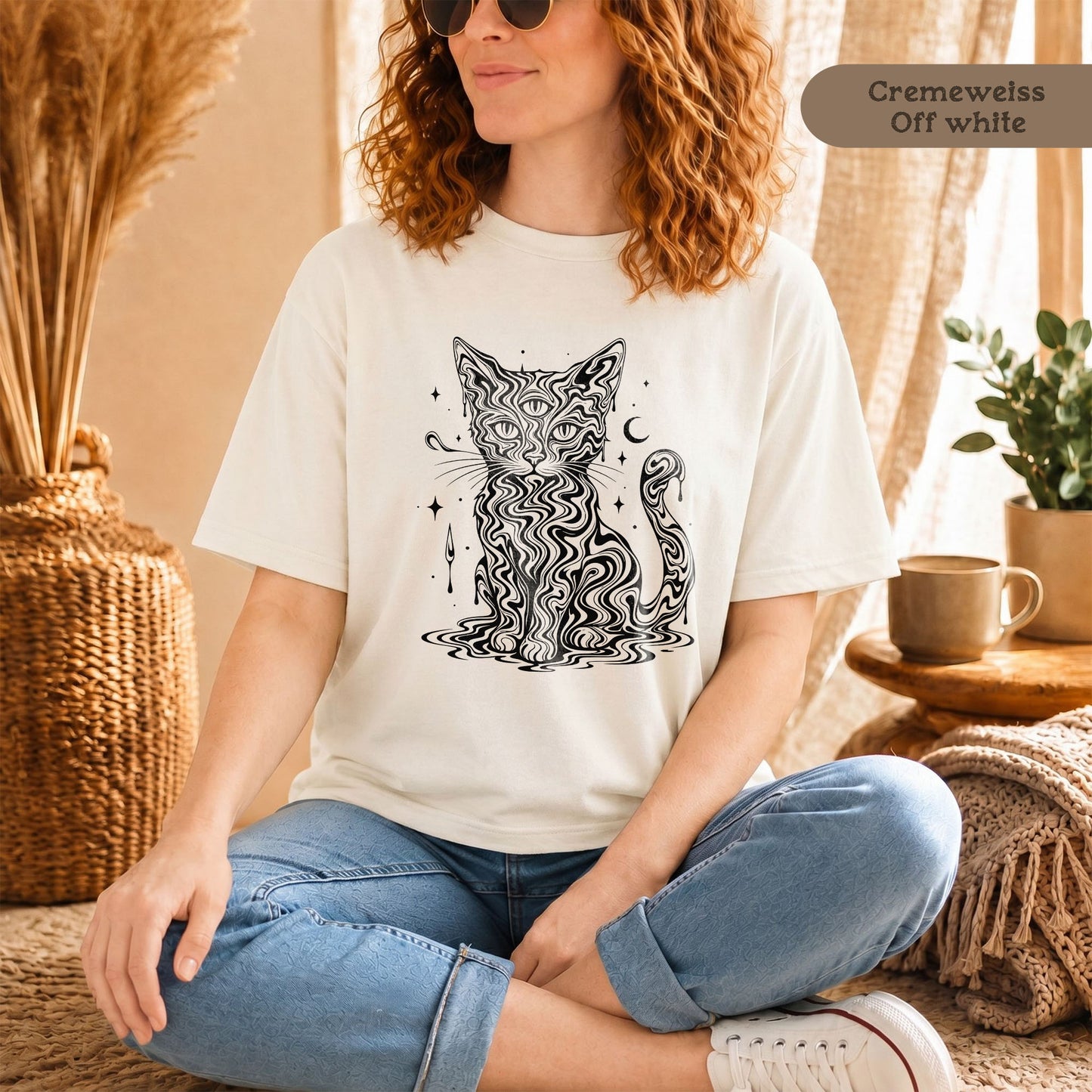 Mystische Katze - T-Shirt aus 100% Baumwolle