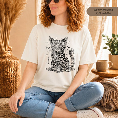 Mystische Katze - T-Shirt aus 100% Baumwolle