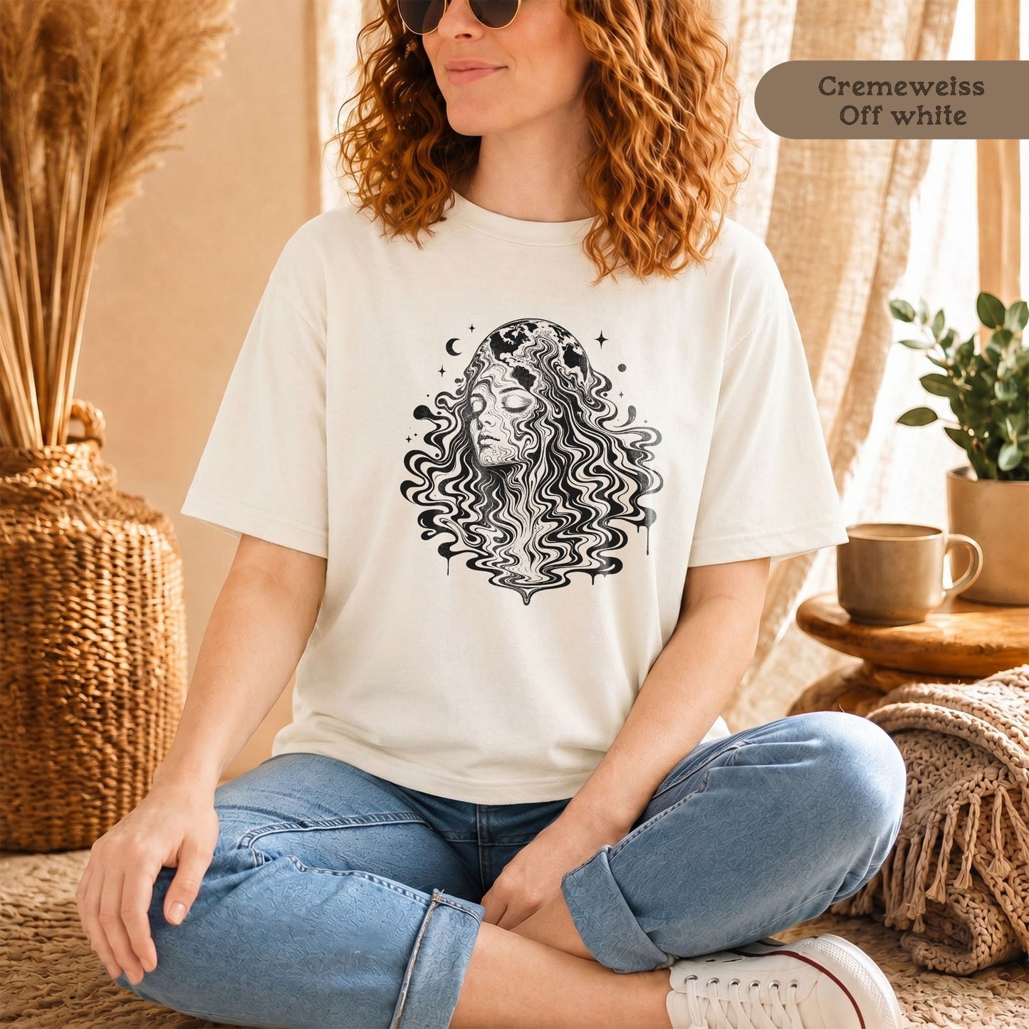 Psychedelisches und spirituelles Shirt mit Mutter Erde