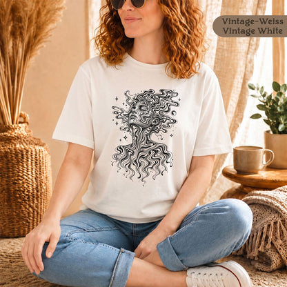 Psychedelisches Damen T-Shirt mit Frauenporträt