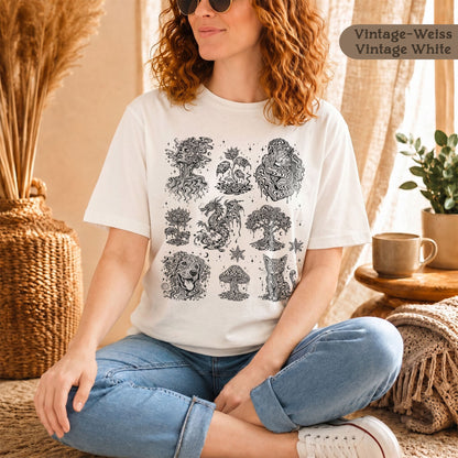 Psychedelische Motive auf 100% Bio-Shirt