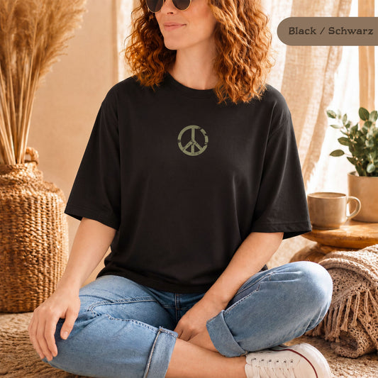 Vintage Friedenszeichen Shirt Damen, Bio-Baumwolle