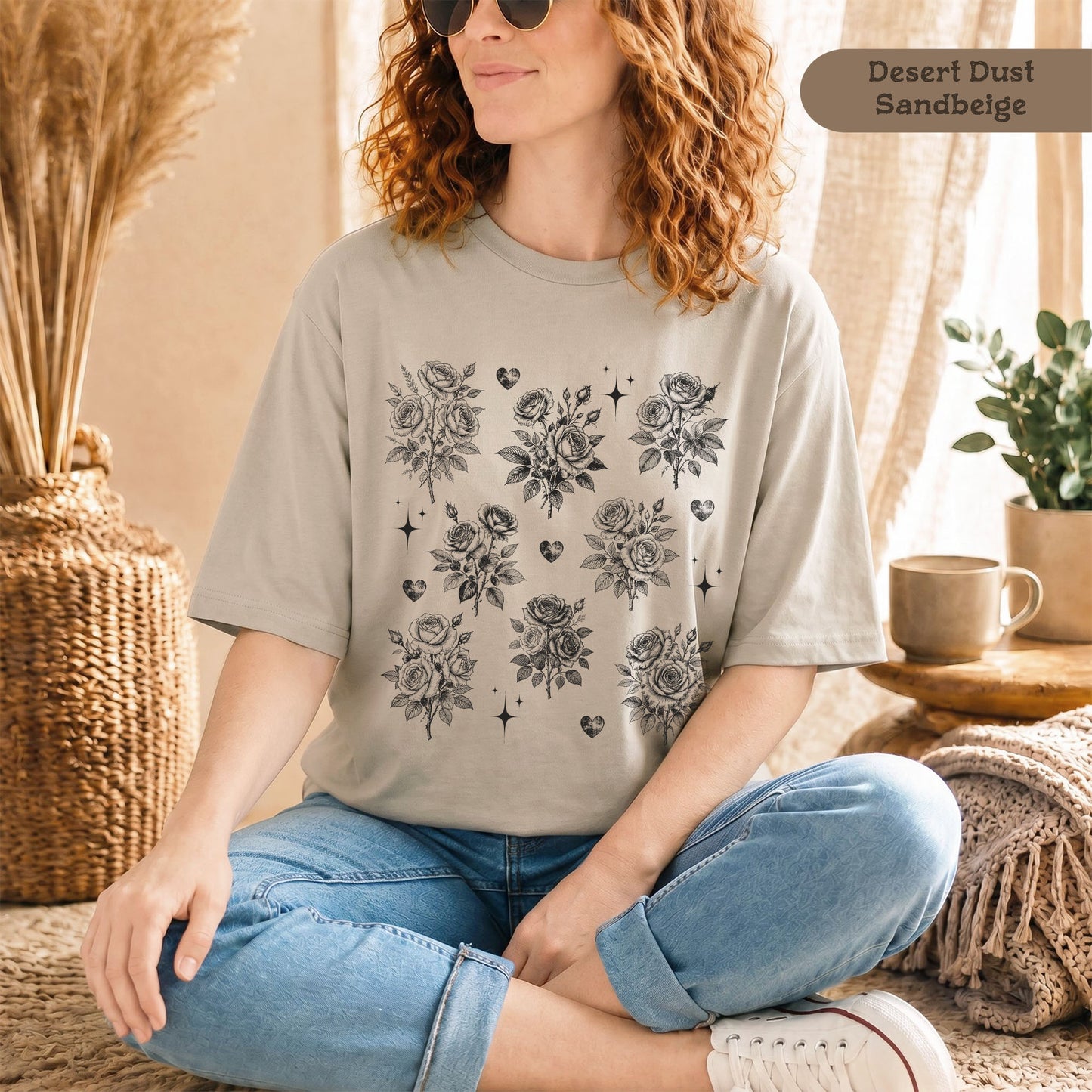 Vintage Rosen T-Shirt aus Bio Baumwolle