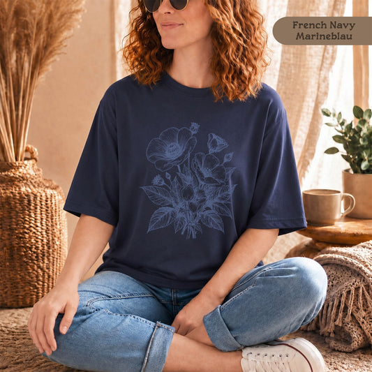 Retro Mohnblumen T-Shirt Damen Bio Baumwolle