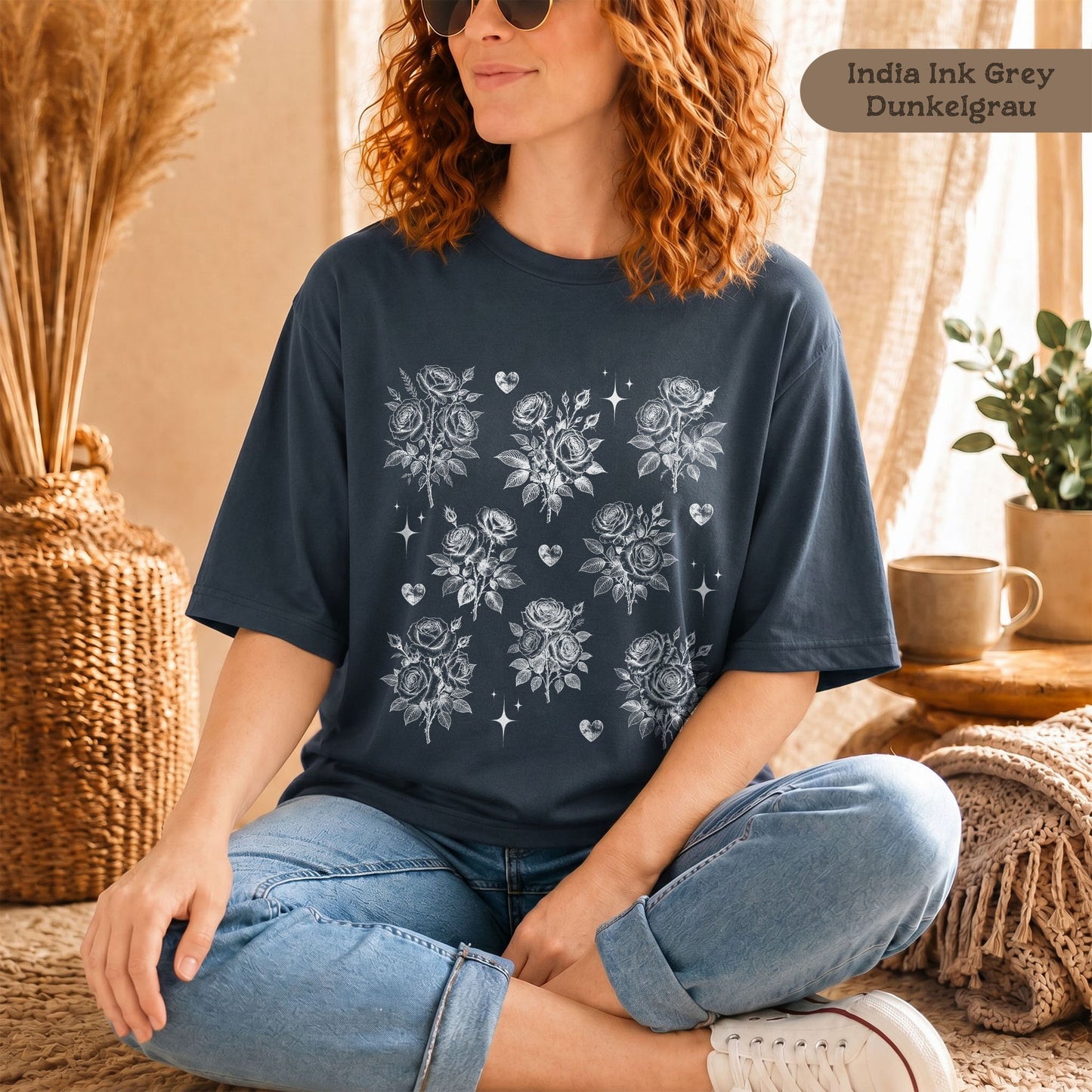 Vintage Rosen T-Shirt aus Bio Baumwolle