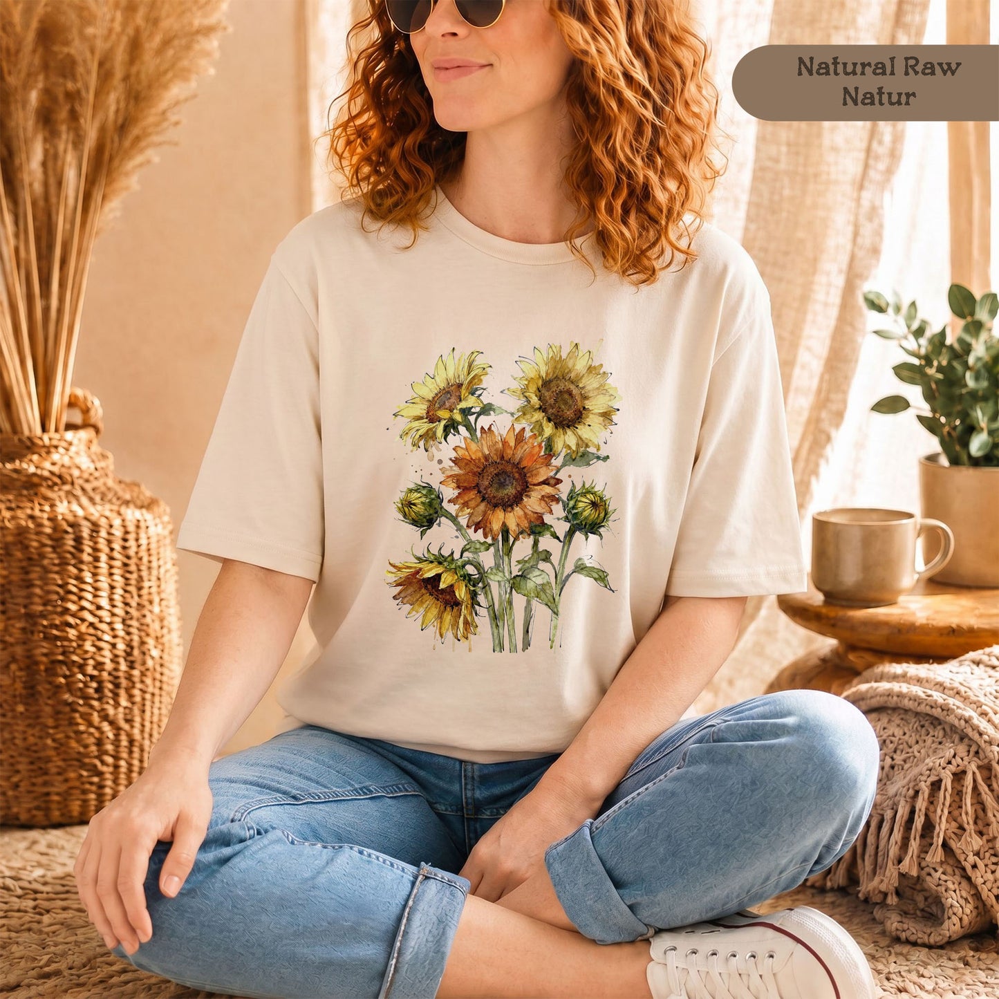 Sonnenblumen T-Shirt Damen Bio Baumwolle