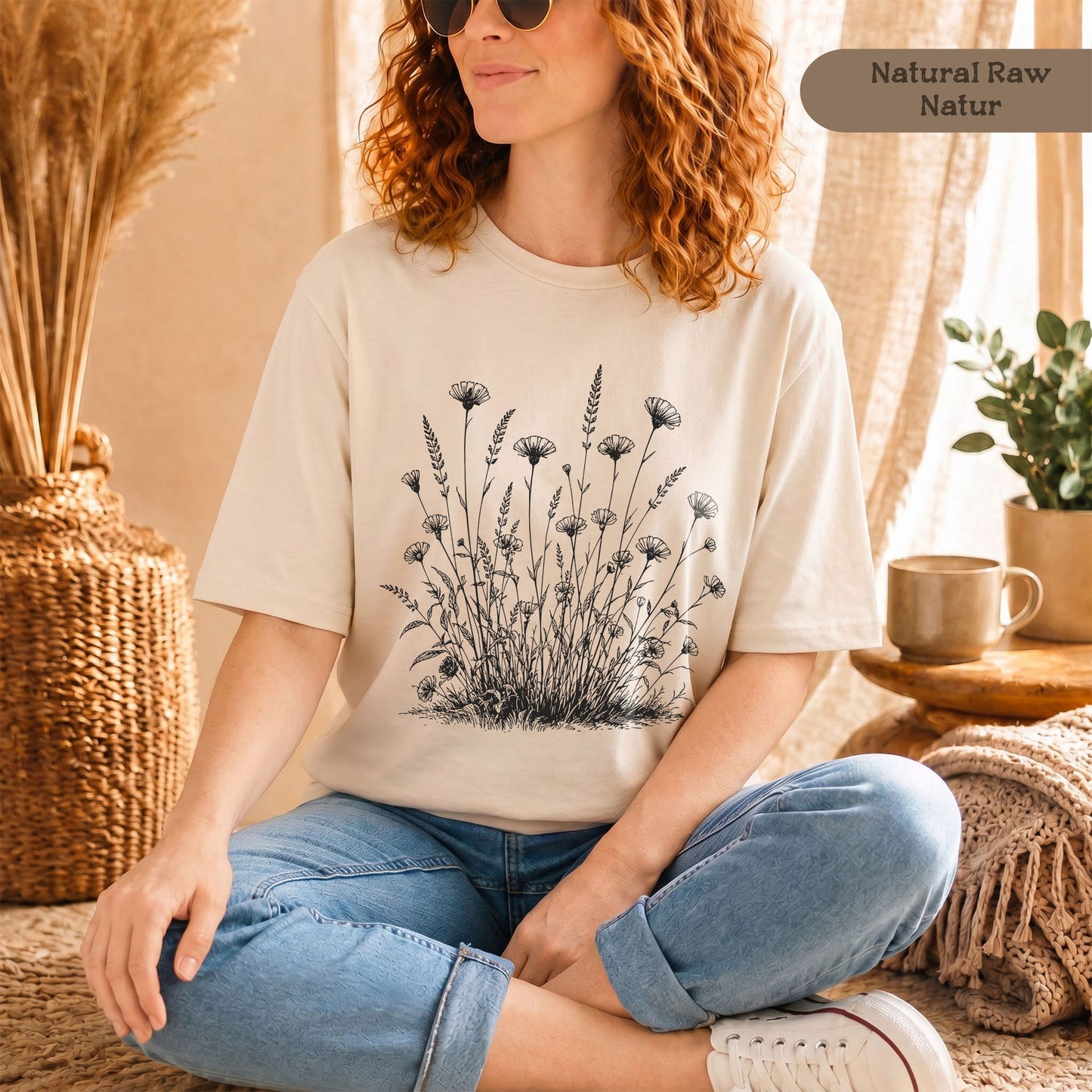 Nachhaltiges Wildblumen Shirt Damen