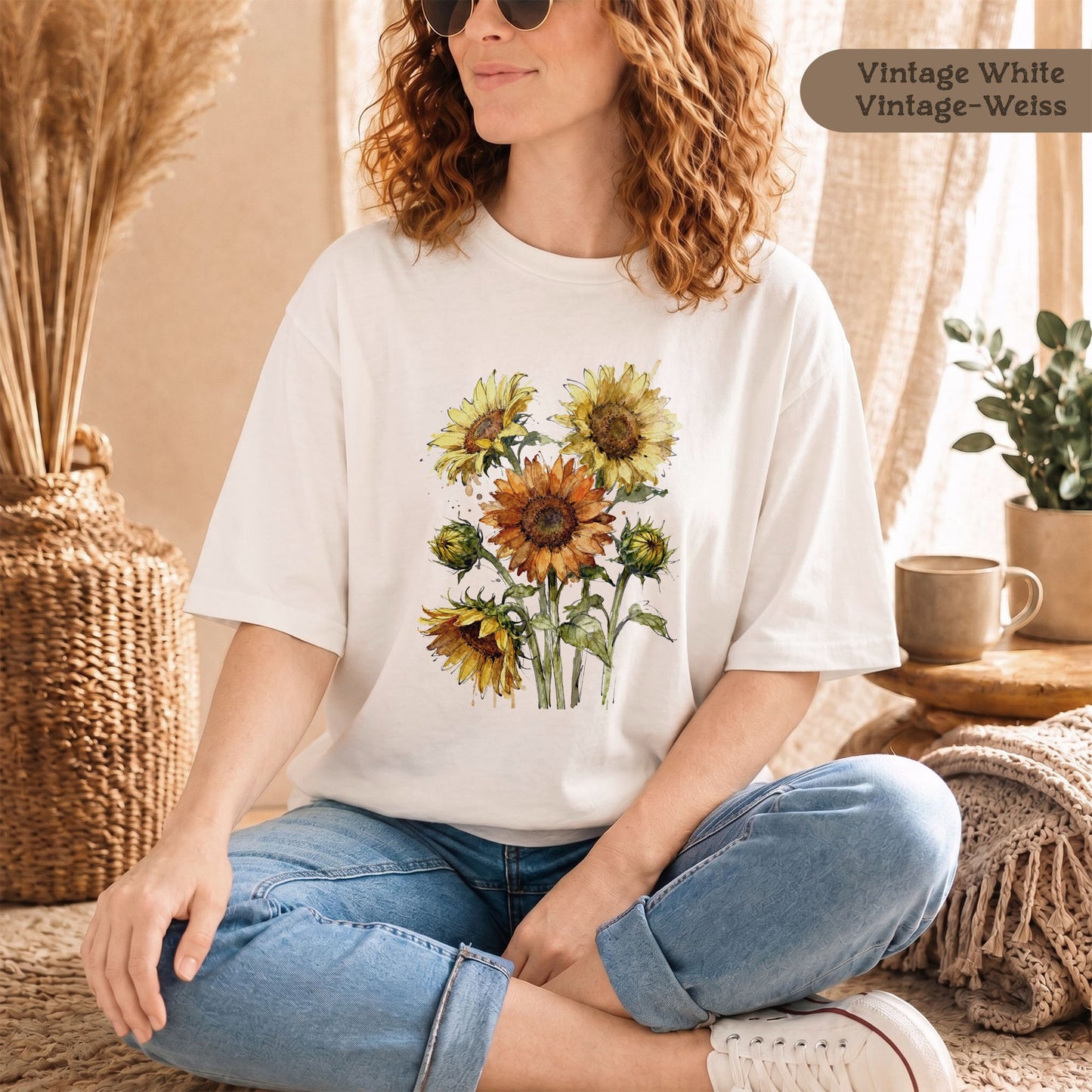 Sonnenblumen T-Shirt Damen Bio Baumwolle