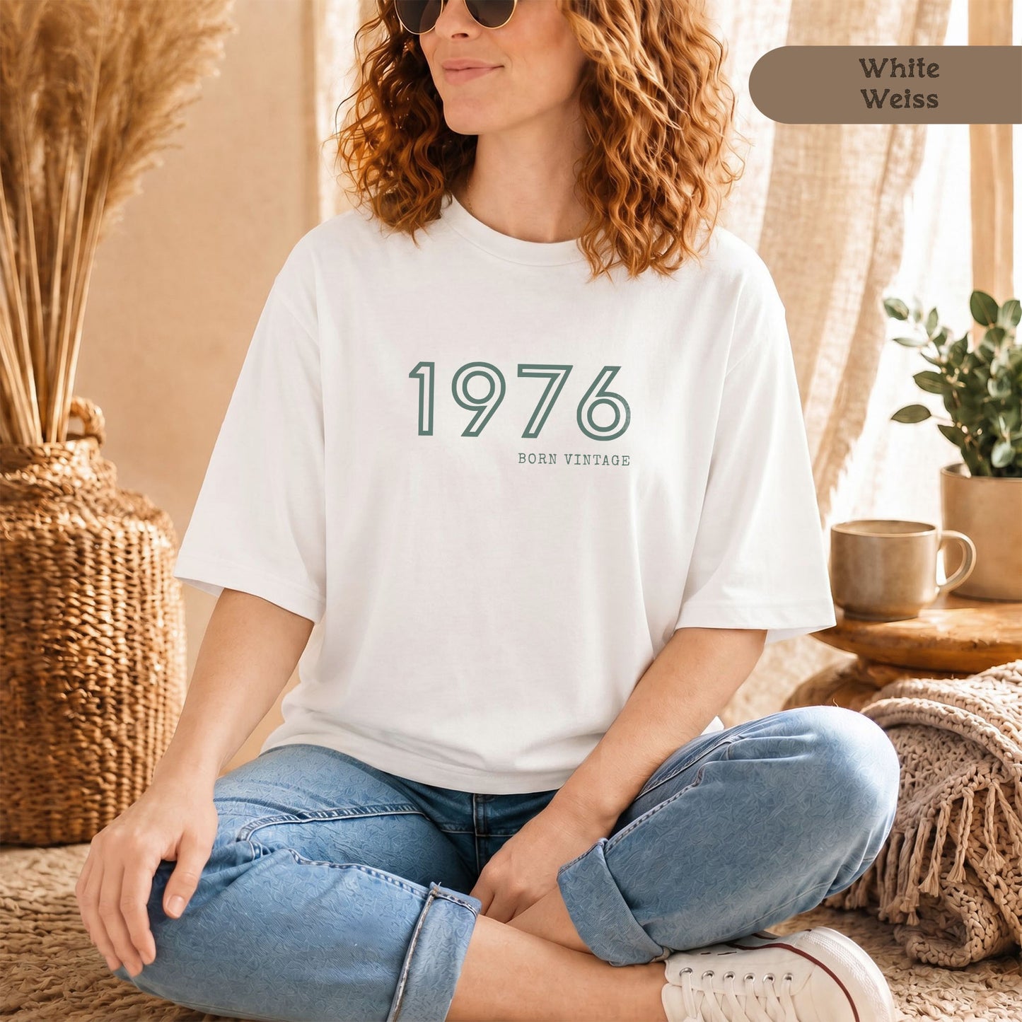 1976 Born Vintage Shirt Damen & Herren, Bio-Baumwolle