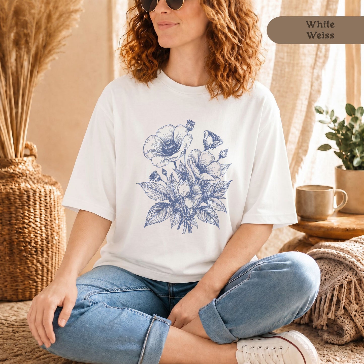 Retro Mohnblumen T-Shirt Damen Bio Baumwolle
