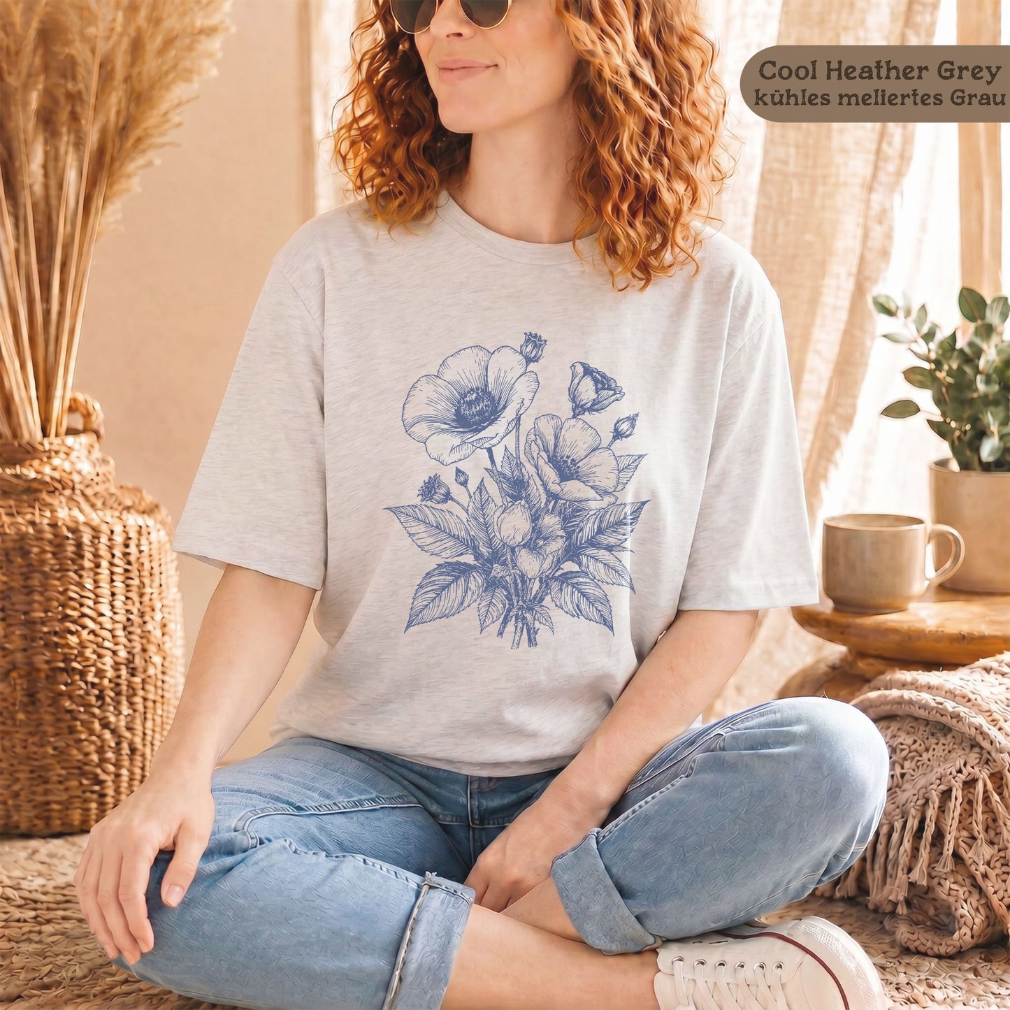 Retro Mohnblumen T-Shirt Damen Bio Baumwolle