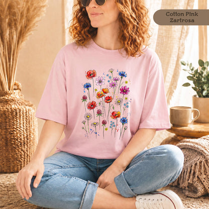 Blumen T-Shirt Damen aus Bio-Baumwolle