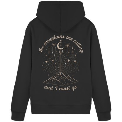 Hoodie aus 85% Baumwolle in Bio-Qualität: The mountains are calling-Kapuzenpullover für Frauen