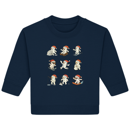 Baby-Pullover aus 85% Baumwolle in Bio-Qualität mit 9 süßen Schneemännern- Baby Organic Sweatshirt