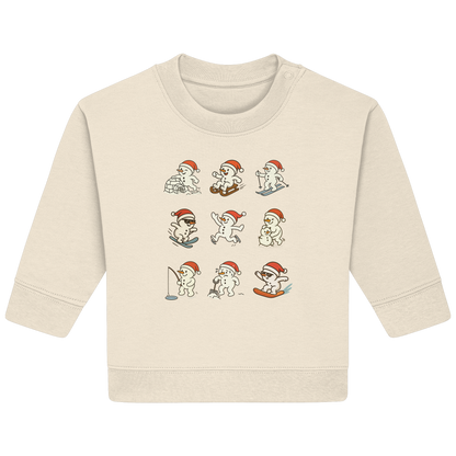 Baby-Pullover aus 85% Baumwolle in Bio-Qualität mit 9 süßen Schneemännern- Baby Organic Sweatshirt