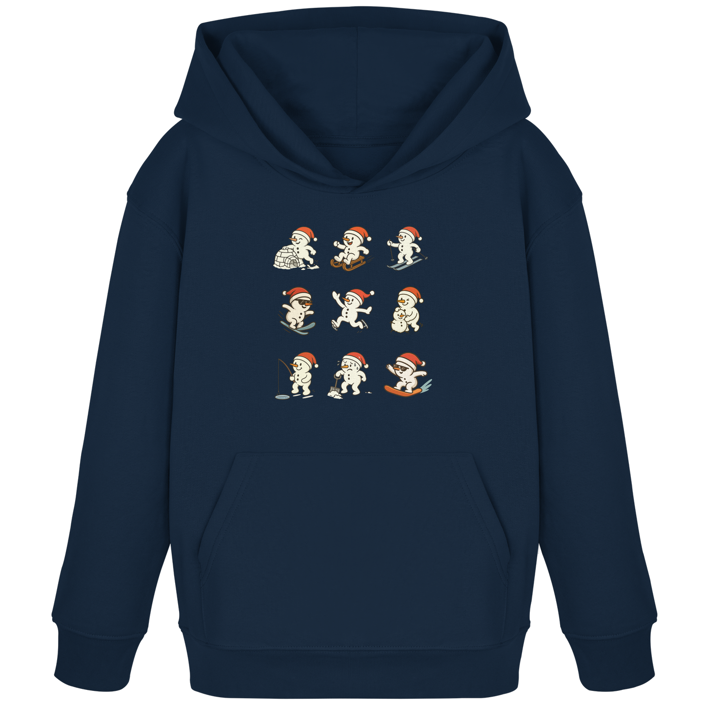 Kinder-Hoodie aus 100% Bio-Baumwolle mit 9 süßen Schneemännern - Kids Organic Hoodie