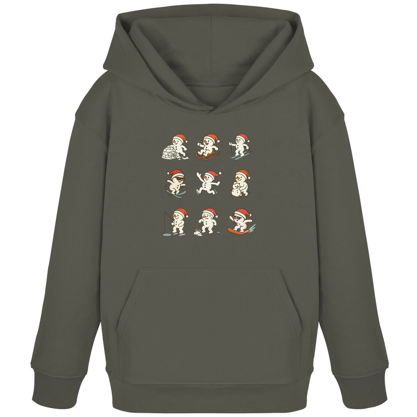 Kinder-Hoodie aus 100% Bio-Baumwolle mit 9 süßen Schneemännern - Kids Organic Hoodie
