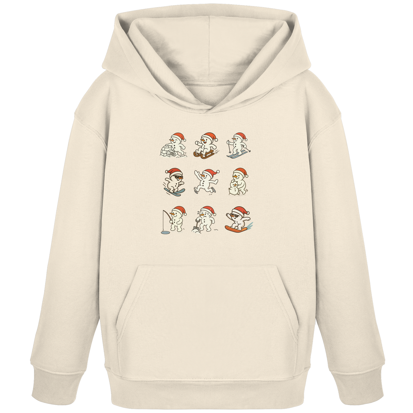 Kinder-Hoodie aus 100% Bio-Baumwolle mit 9 süßen Schneemännern - Kids Organic Hoodie