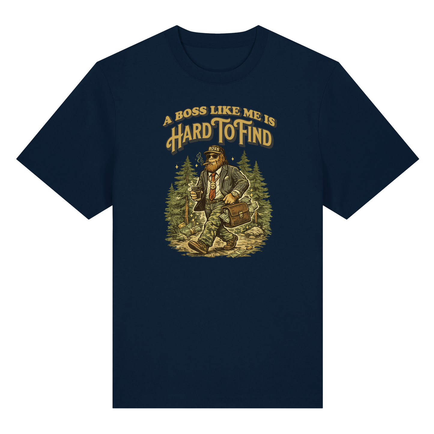 „A Boss Like Me Is Hard To Find“ Lustiges Sasquatch Bigfoot T-Shirt für Chef, Retro Vintage Geschenkidee für Chefs, Naturliebhaber - Organic Heavy T-Shirt