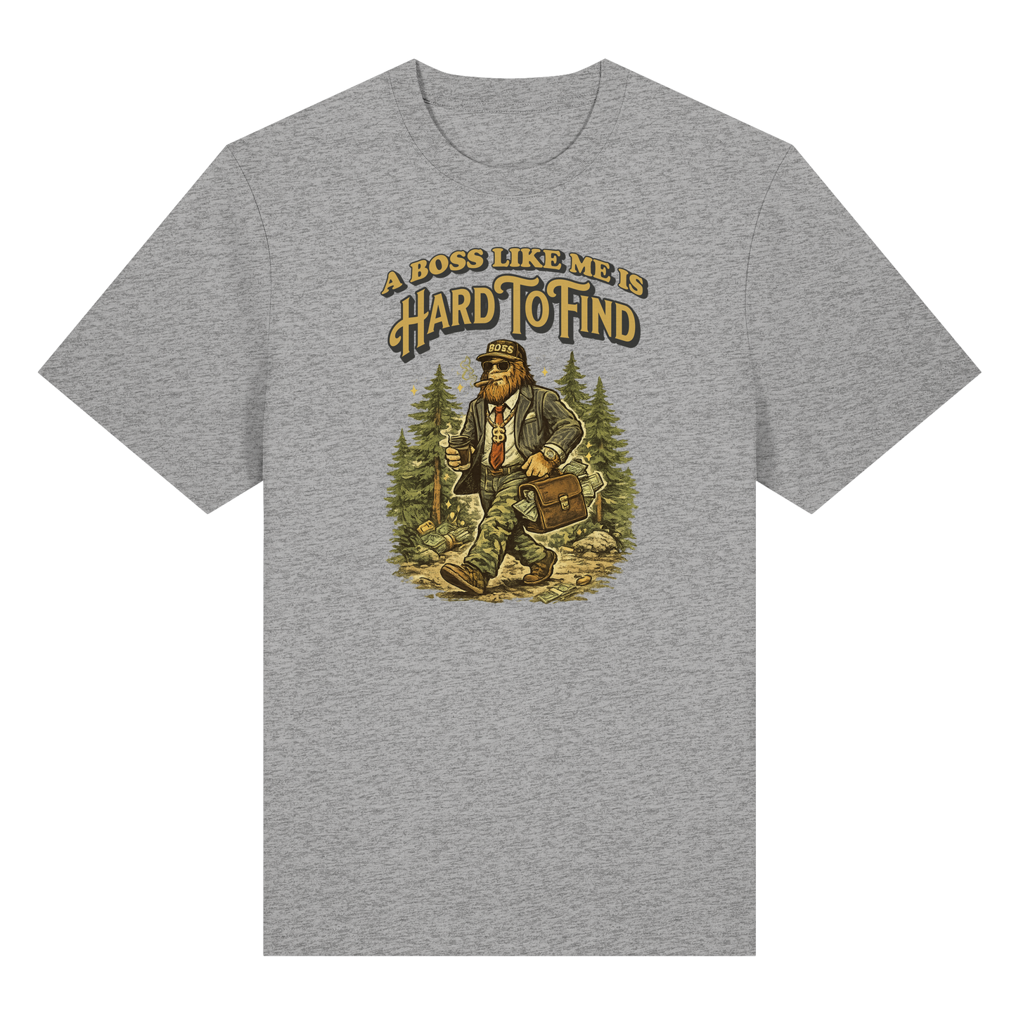 „A Boss Like Me Is Hard To Find“ Lustiges Sasquatch Bigfoot T-Shirt für Chef, Retro Vintage Geschenkidee für Chefs, Naturliebhaber - Organic Heavy T-Shirt
