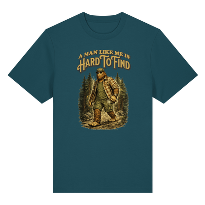 “A Man Like Me Is Hard To Find” Funny Bigfoot T-Shirt for Men, Retro Vintage Gift Idea for Husbands, Buddies & Sasquatch Lovers – Organic Heavy T-Shirt